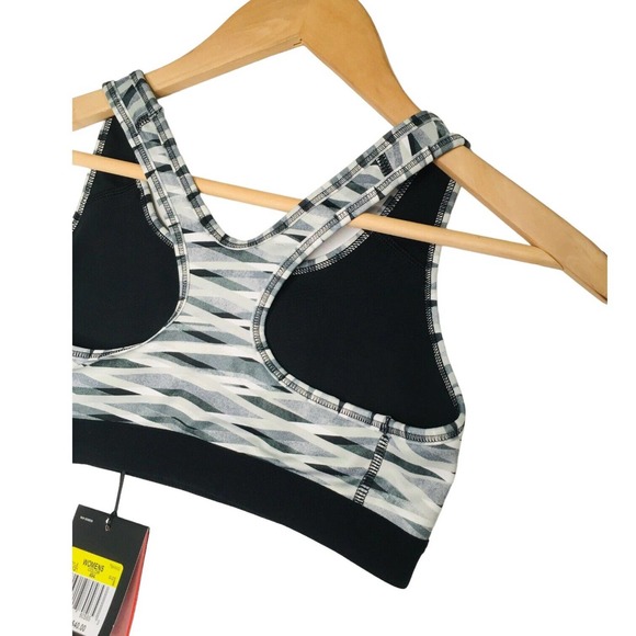 New Nike Pro Criss Cross Bra Top Dry Fit Workout Logo Athletic Geometric Gray S - Picture 11 of 16